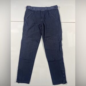 James Perse Easy Biker Pants Blue Twill Zip Ankle Elastic Waist Women’s 2
